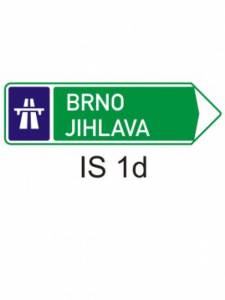 IS1d - směrová tabule pro příjezd k dálnici (se dvěma cíli) - informativní směrová dopravní značka