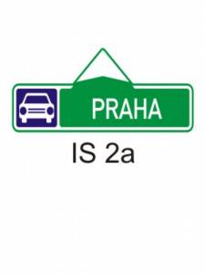 IS2a - směrová tabule pro příjezd k silnici pro mot. vozidla (s jedním cílem) - informativní směrová dopravní značka