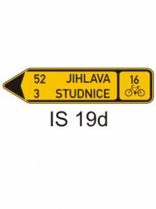 IS19d - směrová tabule pro cyklisty (se dvěma cíli) - informativní směrová dopravní značka
