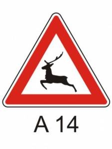 A14 - Zvěř - výstražná dopravní značka