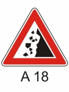 A18 - Padající kamení - výstražná dopravní značka