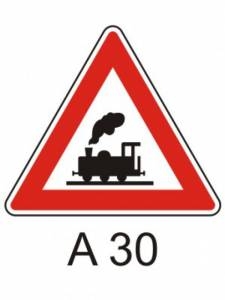 A30 - Železniční přejezd bez závor - výstražná dopravní značka