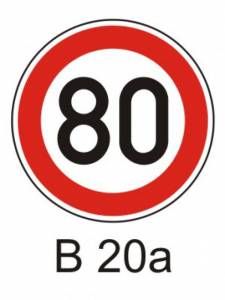 B20a - Nejvyšší dovolená rychlost - zákazová dopravní značka