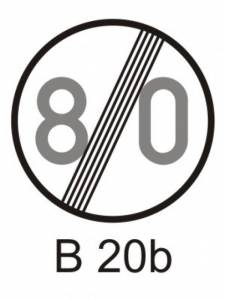B20b - Konec nejvyšší dovolené rychlosti - zákazová dopravní značka