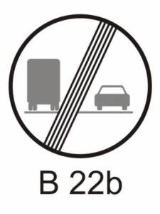 B22b - Konec zákazu předjíždění pro nákladní automobily - zákazová dopravní značka