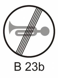 B23b - Konec zákazu zvukových výstražných znamení - zákazová dopravní značka