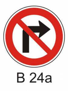 B24a - Zákaz odbočování vpravo - zákazová dopravní značka