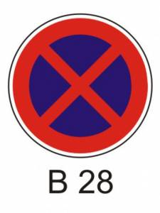 B28 - Zákaz zastavení - zákazová dopravní značka