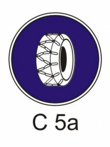 C5a - Sněhové řetězy - příkazová dopravní značka