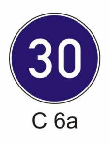 C6a - Nejnižší dovolená rychlost - příkazová dopravní značka