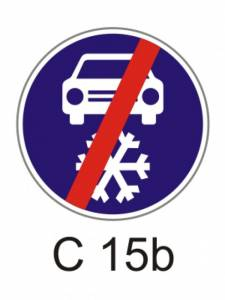 C15b - zimní výbava - konec - příkazová dopravní značka