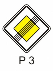 P3 - hlavní pozemní komunikace - konec - dopravní značka upravující přednost