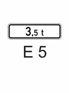E5 - celková hmotnost - dodatková tabulka pro dopravní značky