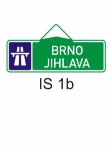 IS1b - směrová tabule pro příjezd k dálnici (se dvěma cíli) - informativní směrová dopravní značka