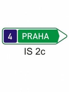 IS2c - směrová tabule pro příjezd k silnici pro mot. vozidla (s jedním cílem) - informativní směrová dopravní značka