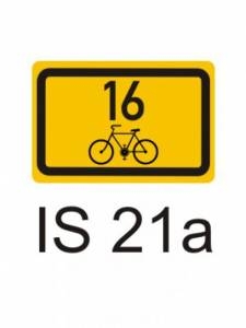 IS21a - směrová tabulka pro cyklisty - informativní směrová dopravní značka