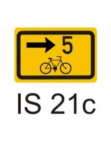 IS21c - směrová tabulka pro cyklisty - informativní směrová dopravní značka