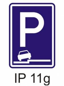 IP11g - parkoviště (částečné stání na chodníku podélné) - informativní provozní dopravní značka