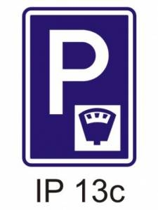 IP13c - parkoviště s parkovacím automatem - informativní provozní dopravní značka