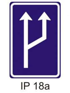 IP18a - zvýšení počtu jízdních pruhů - informativní provozní dopravní značka