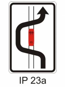 IP23a - objíždění tramvaje - informativní provozní dopravní značka