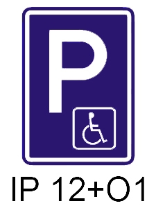IP12+O1 - vyhrazené parkoviště pro invalidy - informativní provozní dopravní značka