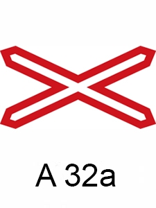 A32a - Výstražný kříž pro železniční přejezd jednokolejný - výstražná dopravní značka