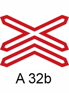 A32b - Výstražný kříž pro železniční přejezd vícekolejný - výstražná dopravní značka